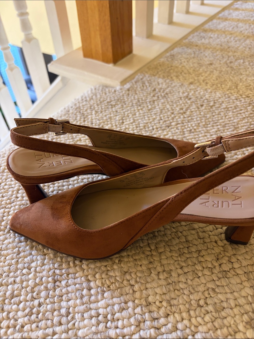 Naturalizer Tan Suede Slingback Kitten Heels